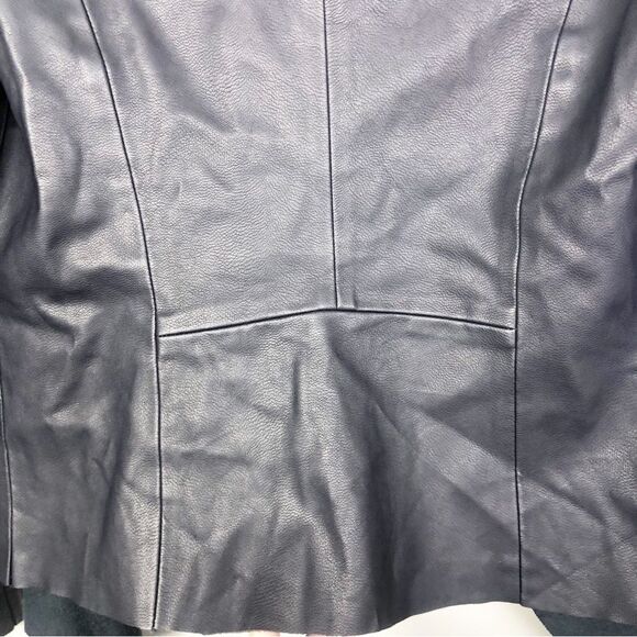 THE LIMITED | Vegan Leather Navy Blue Open Front Drape Jacket Women’s Size M - Picture 9 of 13